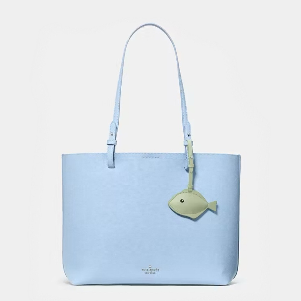 ♠️Kate Spade Tessa Leather Tote Bag with Fish Charm, North Star NEW NWT